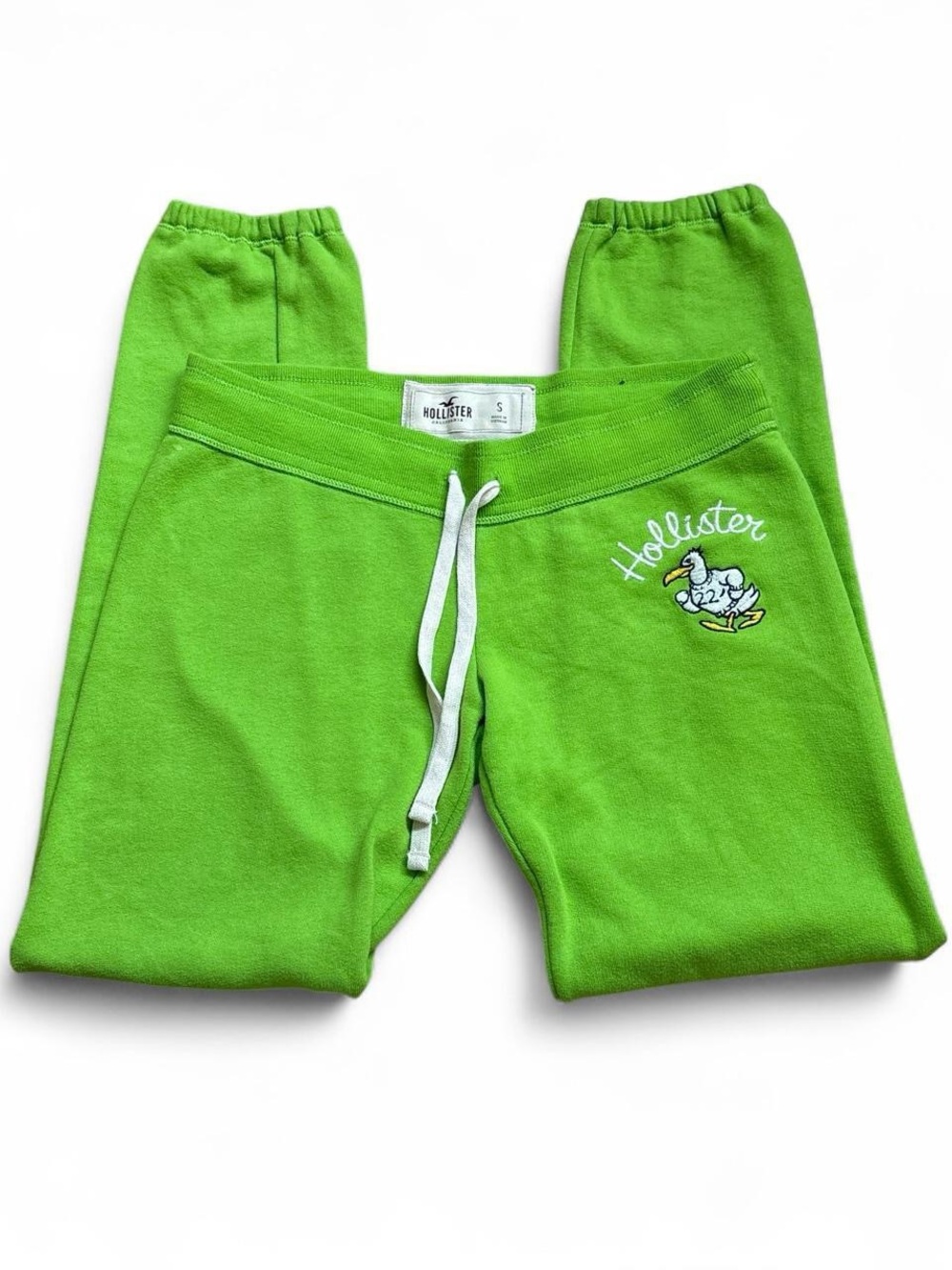 Vintage Y2K Hollister Lime Green Embroidered Seagull Jogger Sweatpants Small